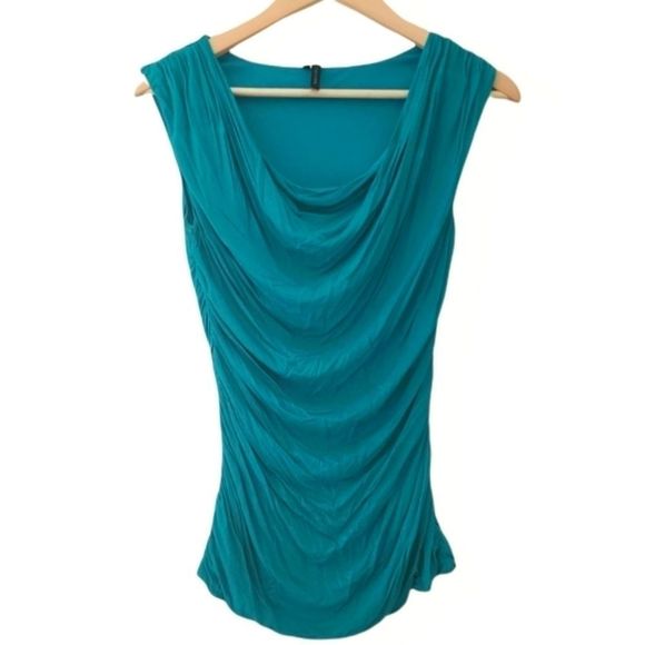 🌹2/$15 Maurices Ruched Green/Blue Blouse Sleevele - Picture 1 of 10